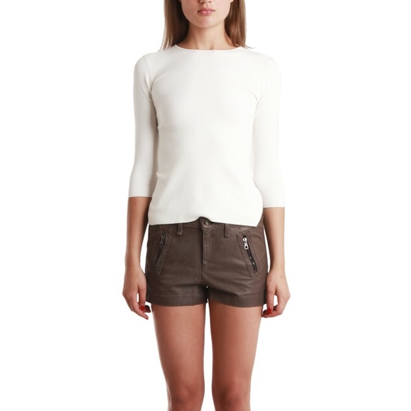 rag & bone Pants - Rag & Bone Lakshmi Army Olive Green Leather Shorts